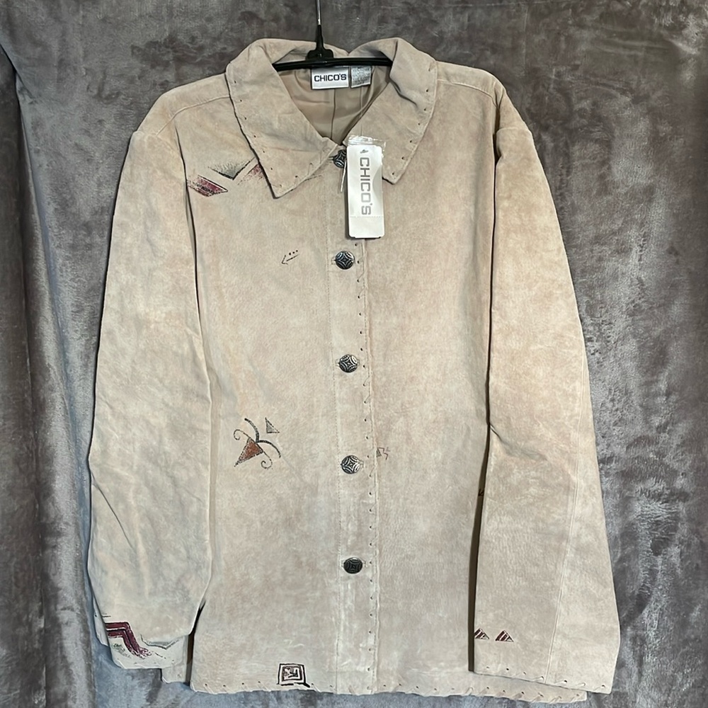 NWT Chico’s Suede Western Jacket Size 3 (3) Western Desert Diamond Back